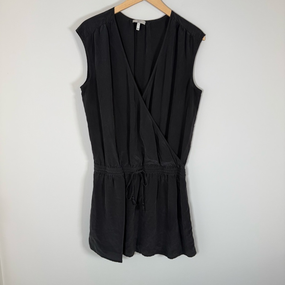 Joie Elastic Tie Waist Sleeveless Mini Dress Casual Minimalist Black Size Large